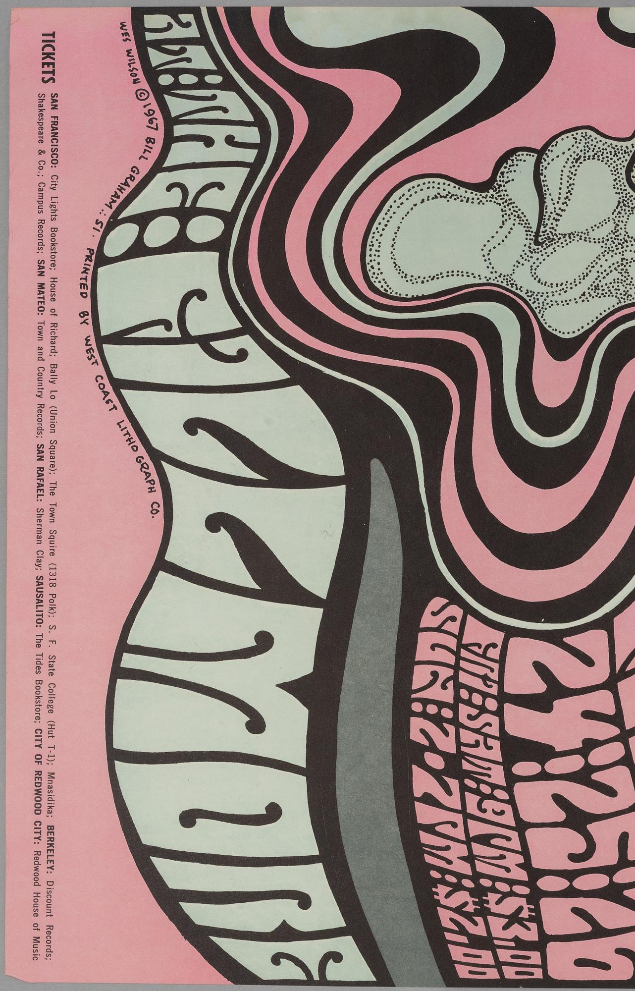 Wes Wilson, concert posters, a pair, West Coast Lithograph, 1967.