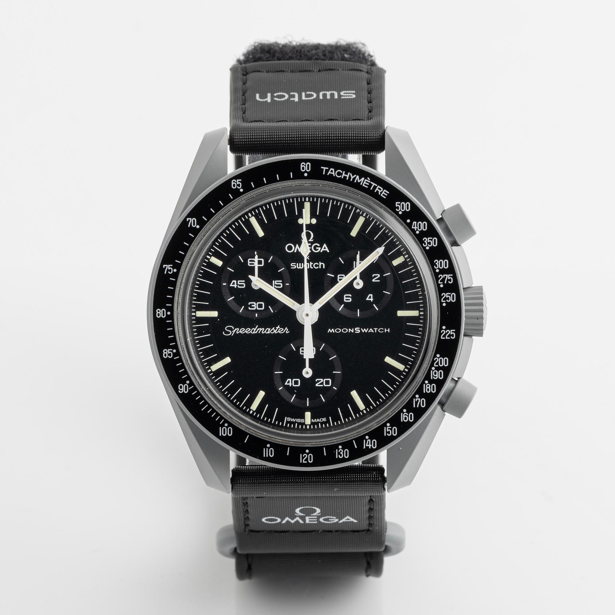 Swatch/Omega, MoonSwatch, "Mission to the Moon", chronograph, wristwatch, 42 mm.