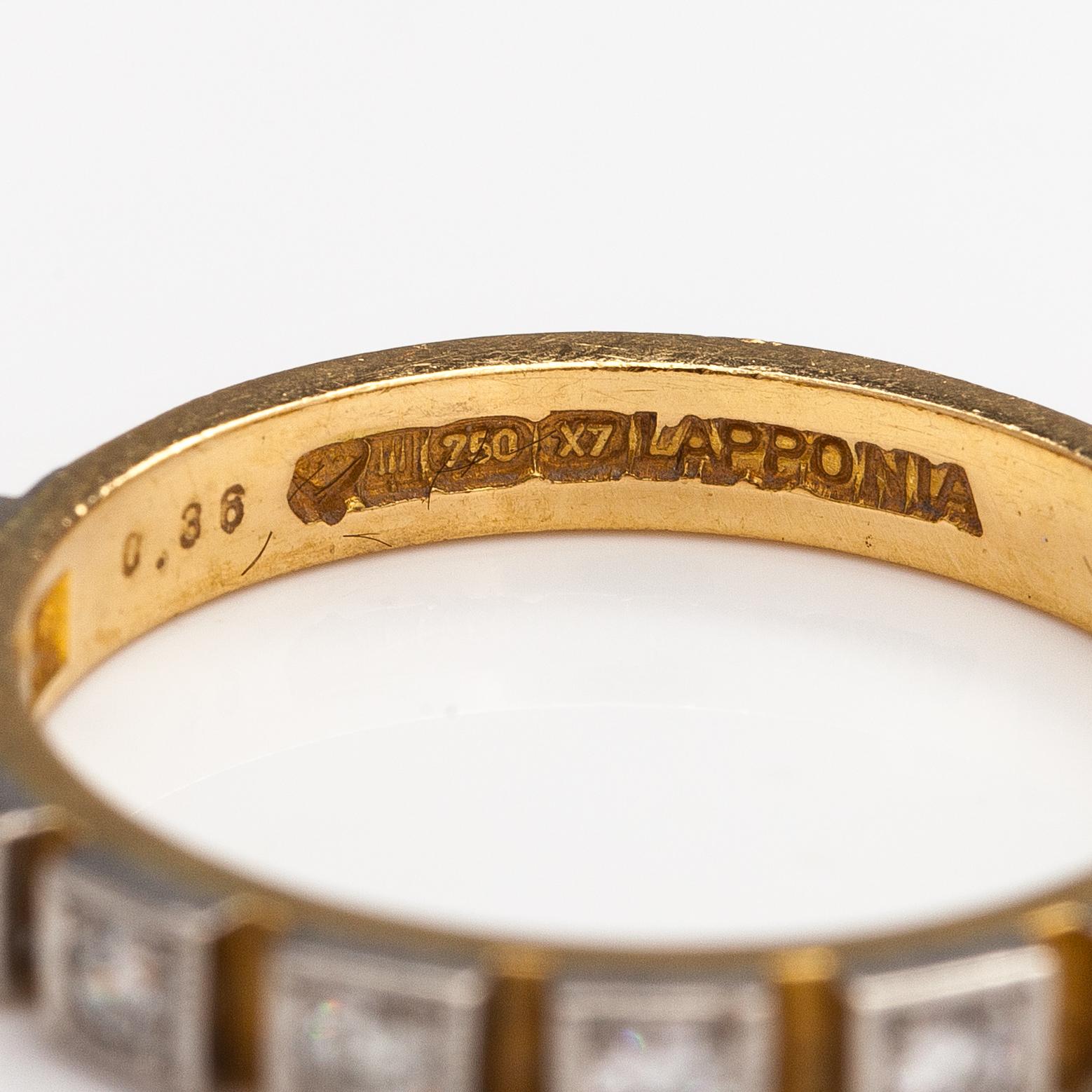 Björn Weckström, Sormus "Timanttikihla", 18K kultaa ja timantteja n. 0.36 ct yht. Lapponia 1975.