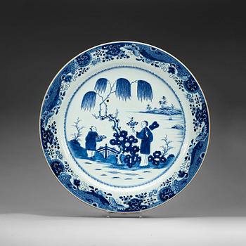 A large blue and white charger, Qing dynasty, Qianlong (1736-95).