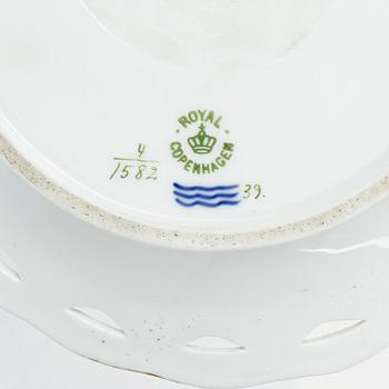 Royal Copenhagen, a lattice bowl and stand, 'Saxon Flower', Denmark, 1889-1922.