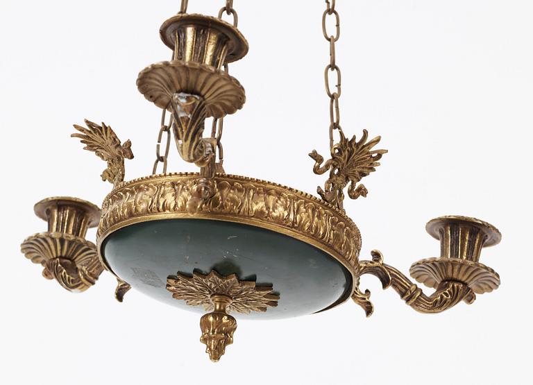 AMPLAR, ett par, empirestil, 1900-talets första hälft. Stämplade Stadsmissionens Industrihem, Stockholm. H 58.