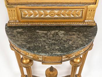 A MIRROR AND CONSOLE TABLE, gustavian style, mid 1900s.