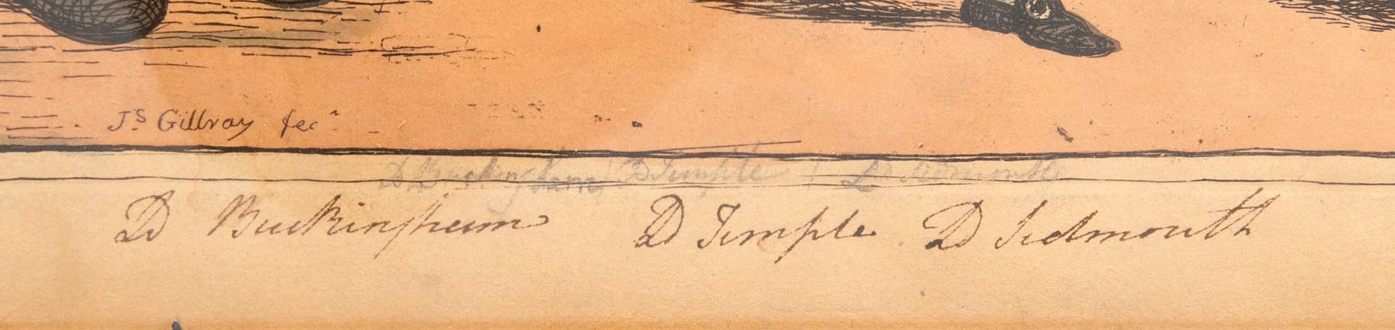 James Gillray, "The funeral procession of Broad-Bottom" 1807.