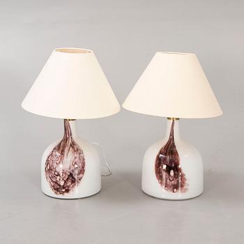 Per Lütken, a pair of porcelain table lamps for Holmegaard, Denmark, later part of the 20th century.