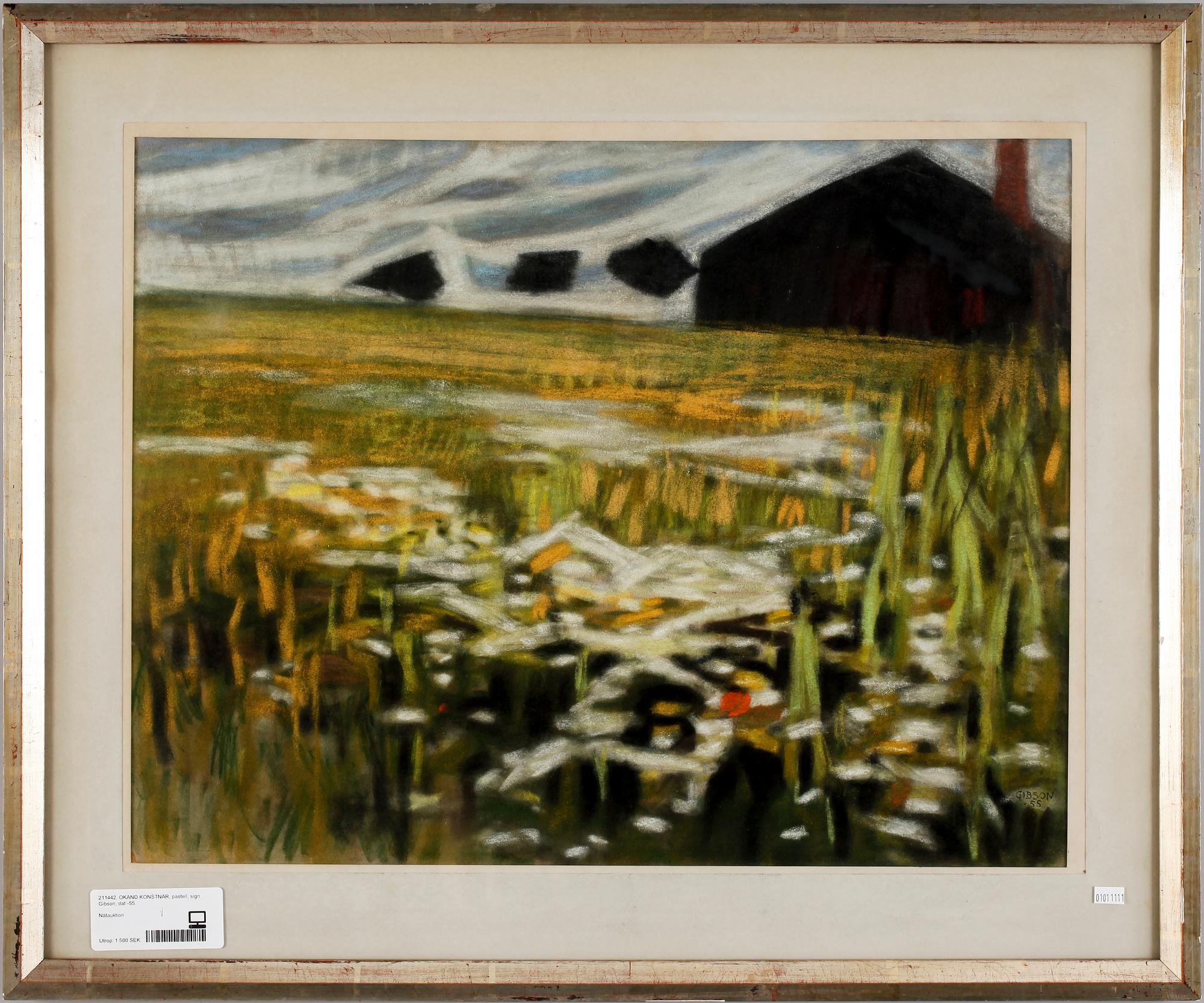 OKÄND KONSTNÄR, pastell, sign Gibson, dat -55.