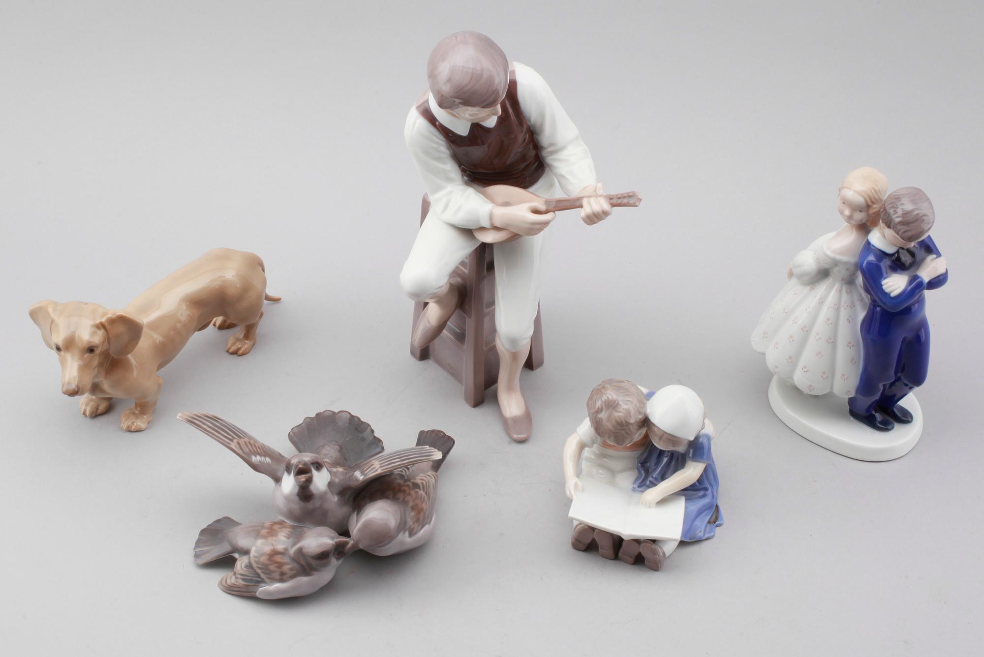 FIGURER, 5 delar, porslin, Bing & Gröndahl, Danmark.