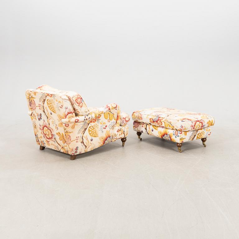 Armchair with footstool, Howard model, Bröderna Andersson, late 20th century/early 21st century.