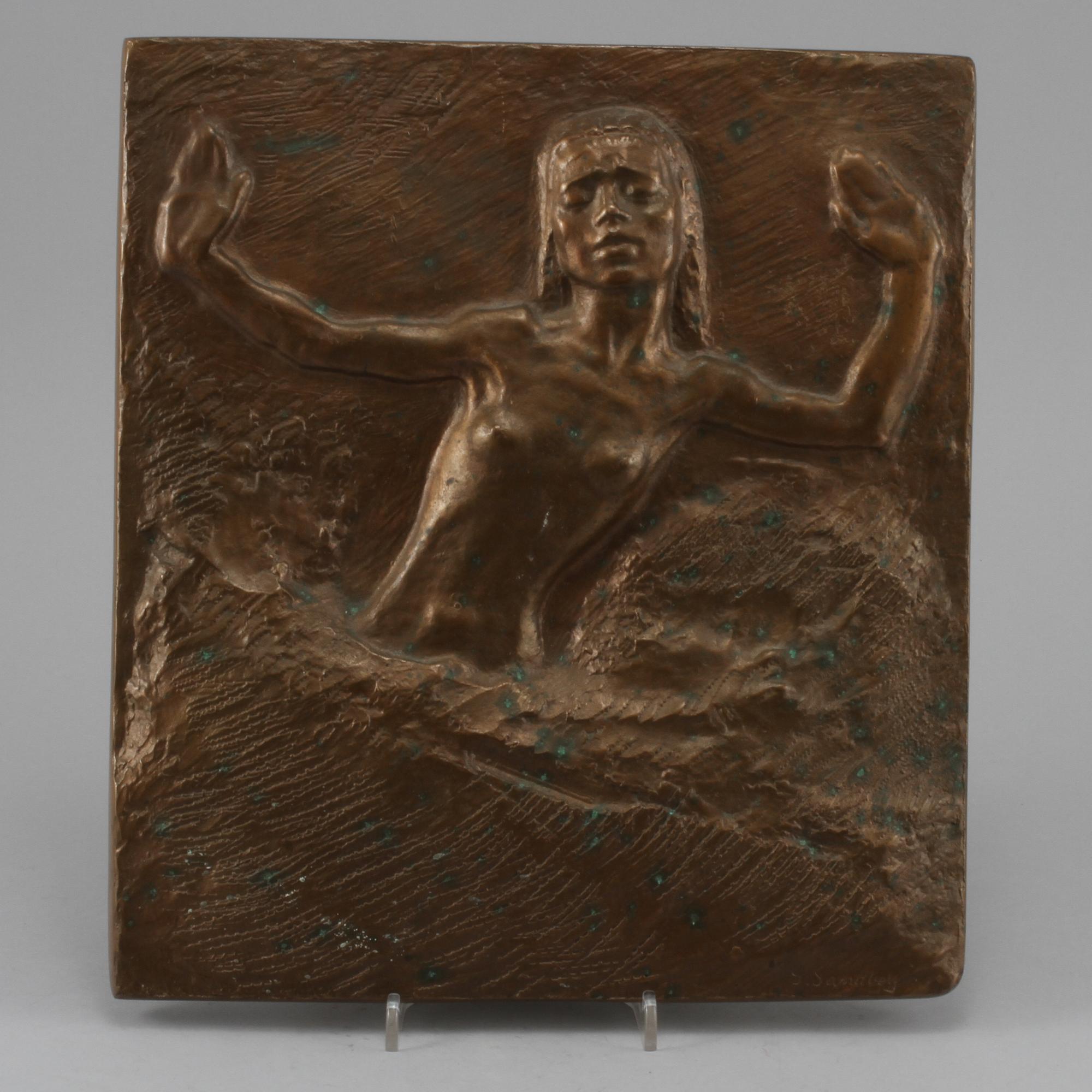 GUSTAF SANDBERG, relief, brons, signerad.