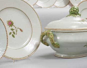 An export porcelain famille rose part dinner service, Qing dynasty, Jiaqing (1796-1820).