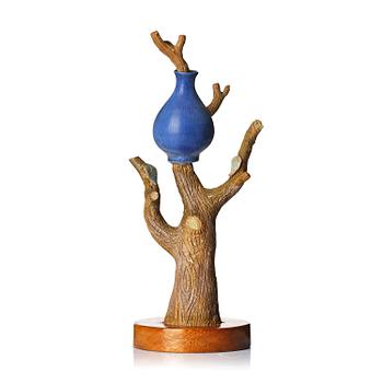 65. Stig Lindberg, a stoneware sculpture, with vase by Berndt Friberg, Gustavsberg Studio, Sweden, 1940s.