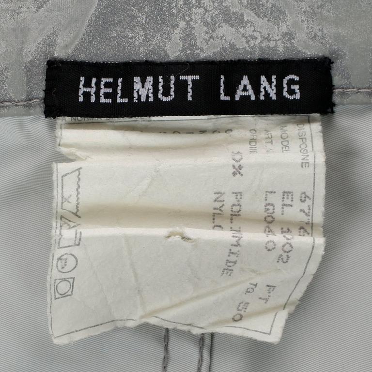 HELMUT LANG, a pair of silvercolored men's pants. Size 50.