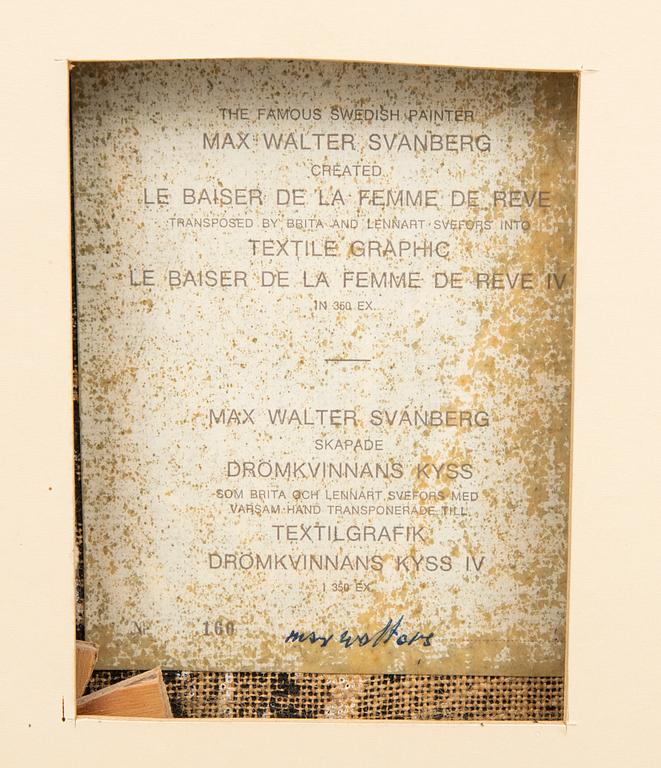 Max Walter Svanberg, textile signed and numbered 160/350.