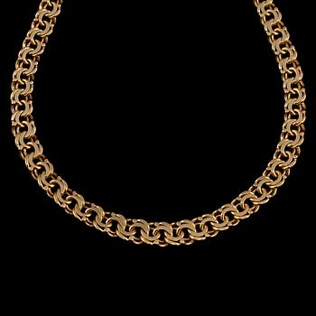 HALSKEDJA, 18k guld, Ahrenbecks Juvelsmide, Kungsbacka, 1999. Vikt 80 g.