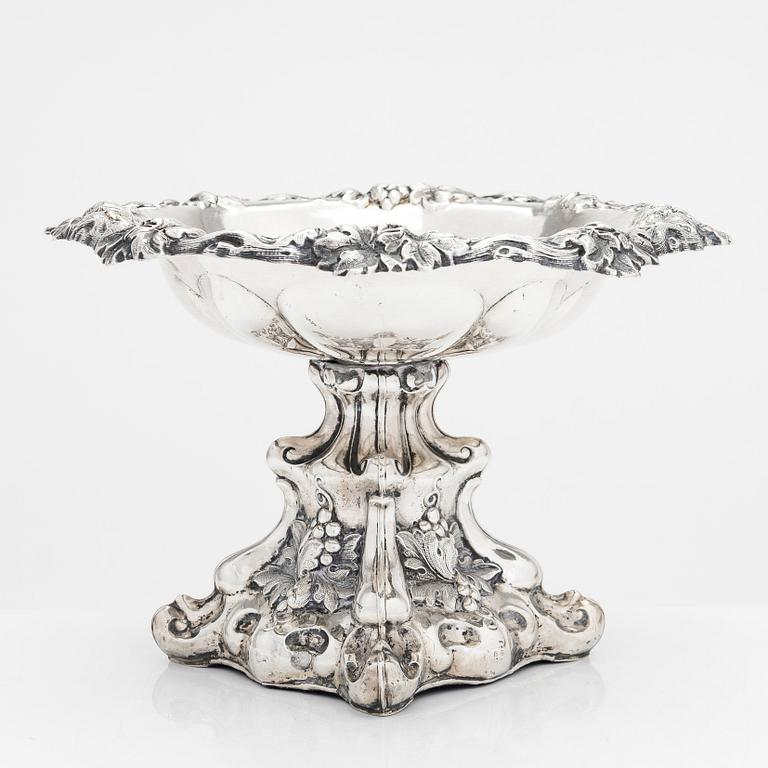 A mid-19th-century silver centrepiece bowl, presumably from Germany.