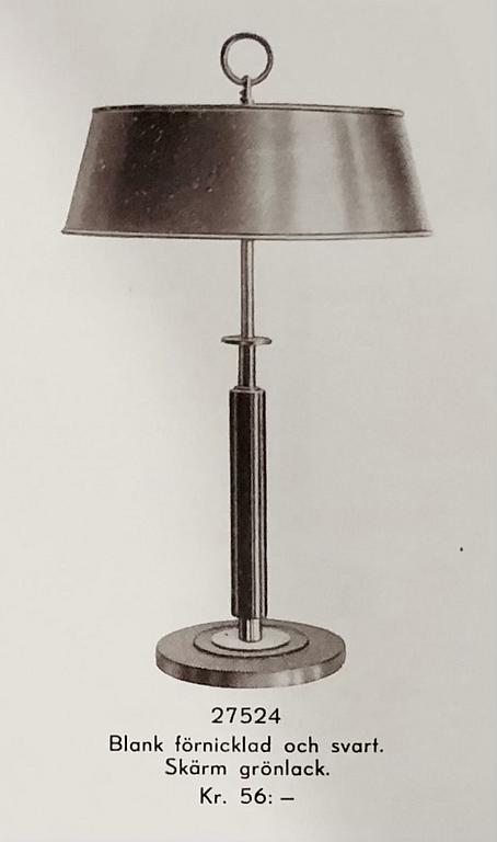 Erik Tidstrand, a pair of table lamps, model "27524", Nordiska Kompaniet, 1920-30s.