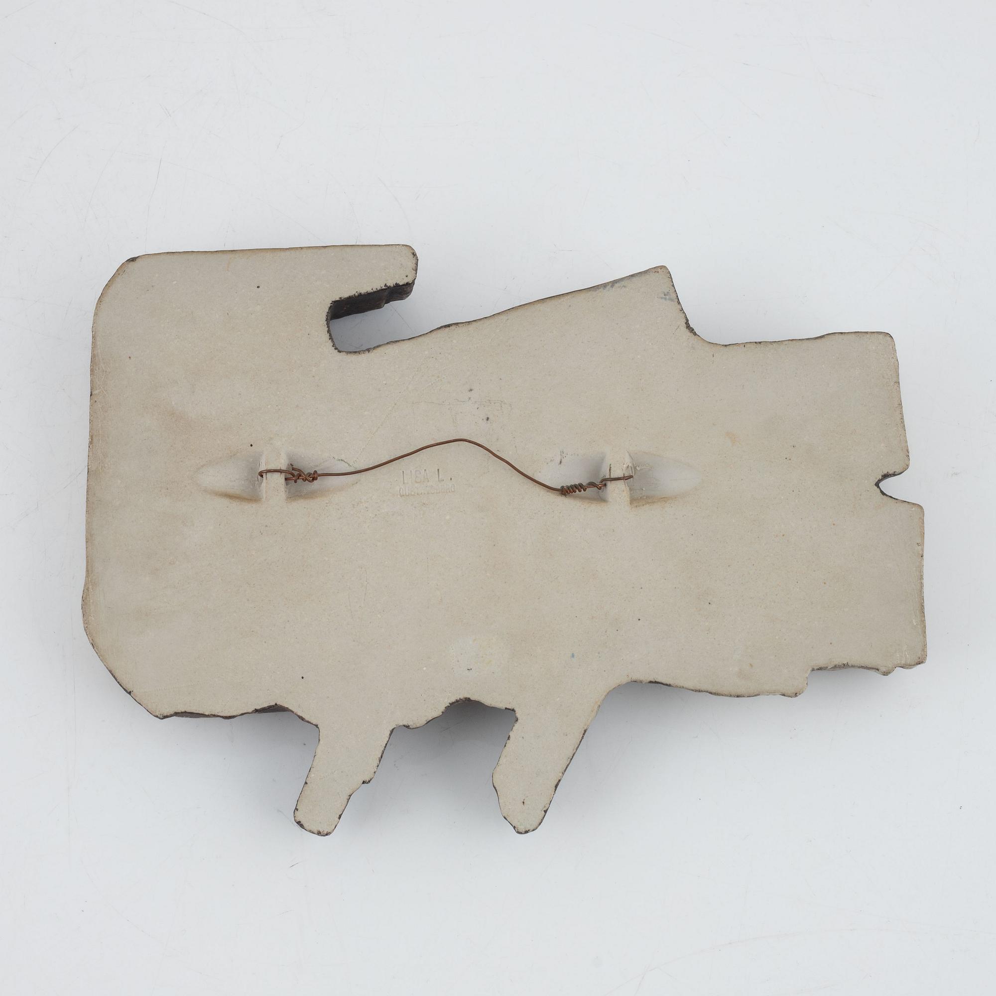 Lisa Larson, a set of three figurines and one  wall relief, Gustavsberg.