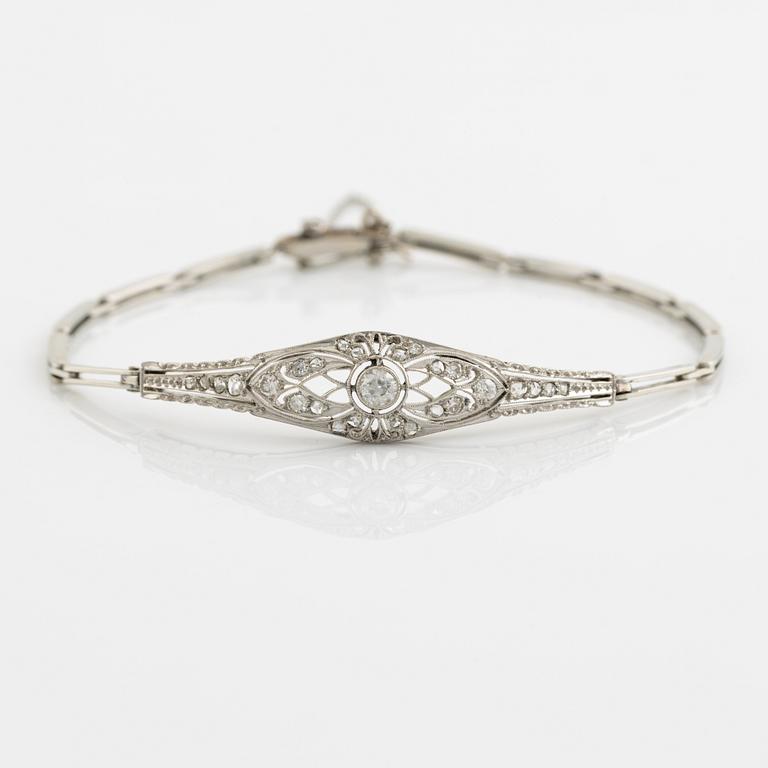 White gold and old cut and rose cut diamond bracelet.