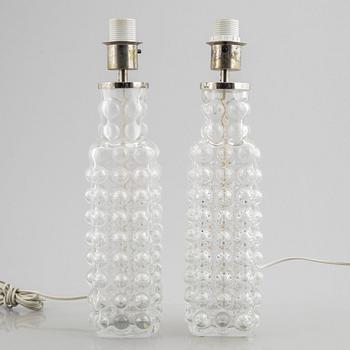 Carl Fagerlund, a pair model "2115" of table lamps, Orrefors, second half of the 20th century.