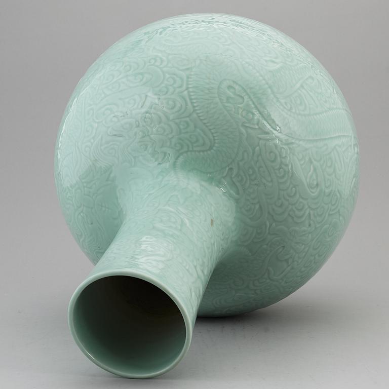 A large Chinese celadon glazed vase, second half of the 20th century.