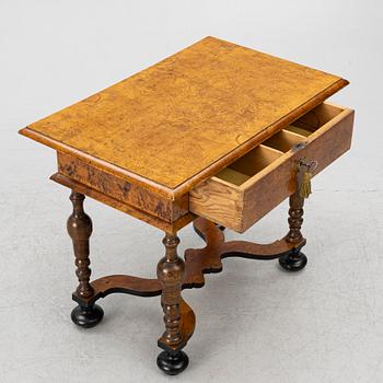A Swedish late Baroque burr-alder table, first part 18th century.