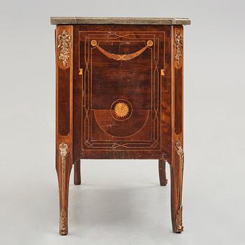 A Gustavian late 18th century commode by Anders Lundelius (master in Stockholm 1778-1823), not signed,