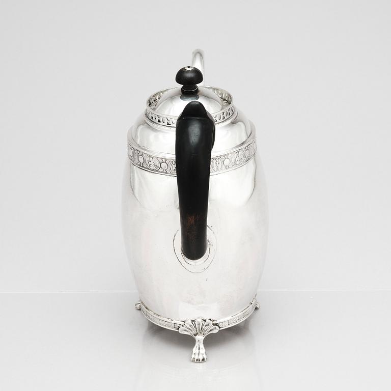 A Swedish Empire silver coffee pot, marks of Magnus Dahlqvist, Stockholm, 1820.