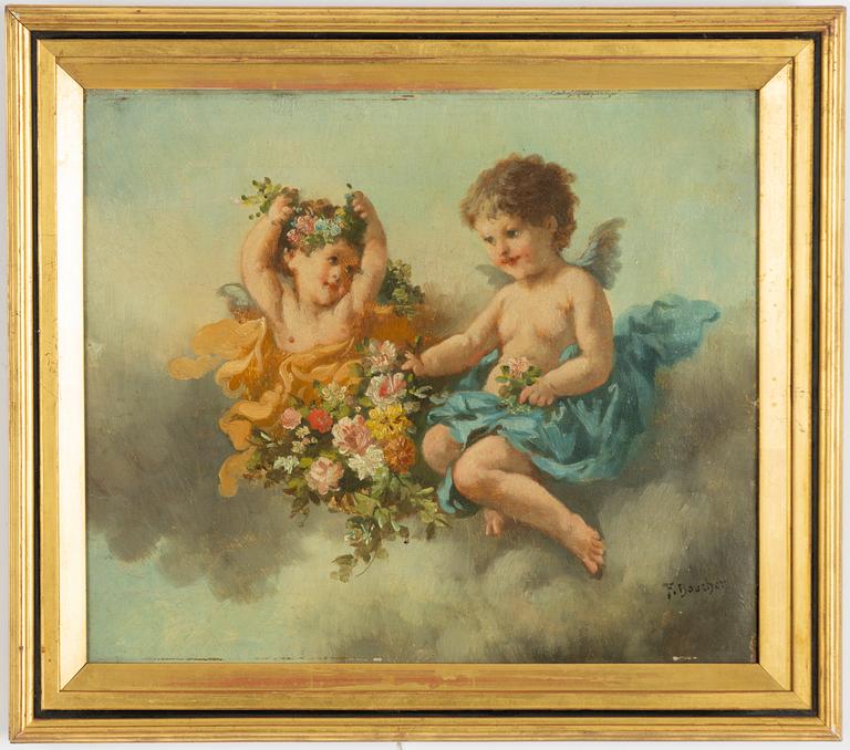 Francois Boucher, in the manner of.  Putti, a pair.