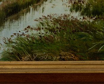 Carl Frederik Aagaard, Inland Landscape with Boats.