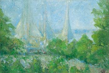 Sigrid Schauman, SAILS IN A LUSH LANDSCAPE.