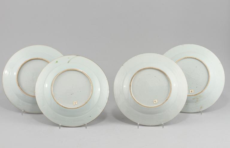 TALLRIKAR, 4 st, porslin, Kina, 1700-tal.