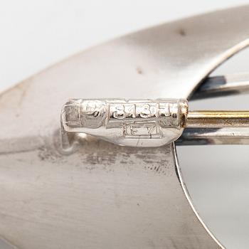 Elis Kauppi, Two silver broocher, with an aventurine quartz and tiger's eye. Kupittaan kulta, Turku 1959 and 1961.