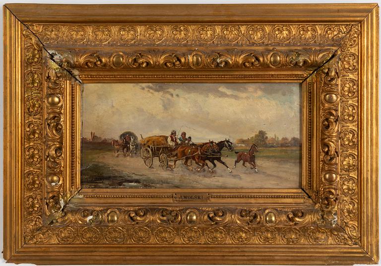 Unknown artist, 19th century, Family in horse and carriage.