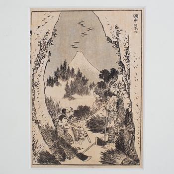 KATSUSHIKA HOKUSAI (1760–1849), efter, blad från album, 2 st, 1800-tal.