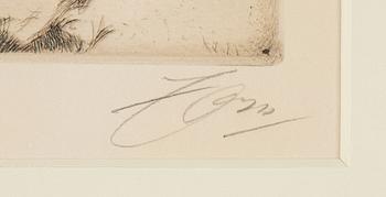 Anders Zorn, etching, 1911, signed in pencil.