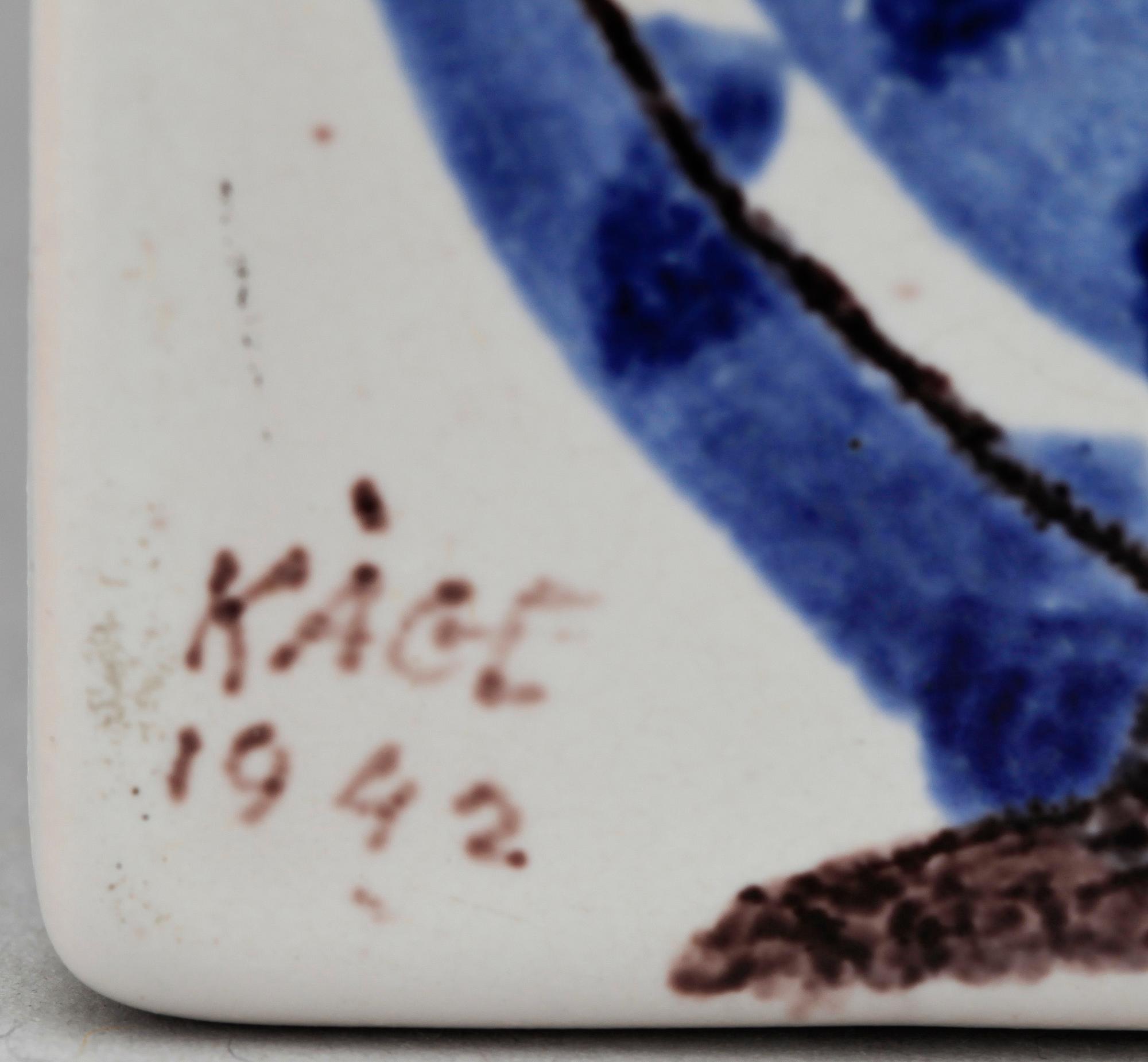 WILHELM KÅGE, väggplatta, fajans, sign o dat 1942.