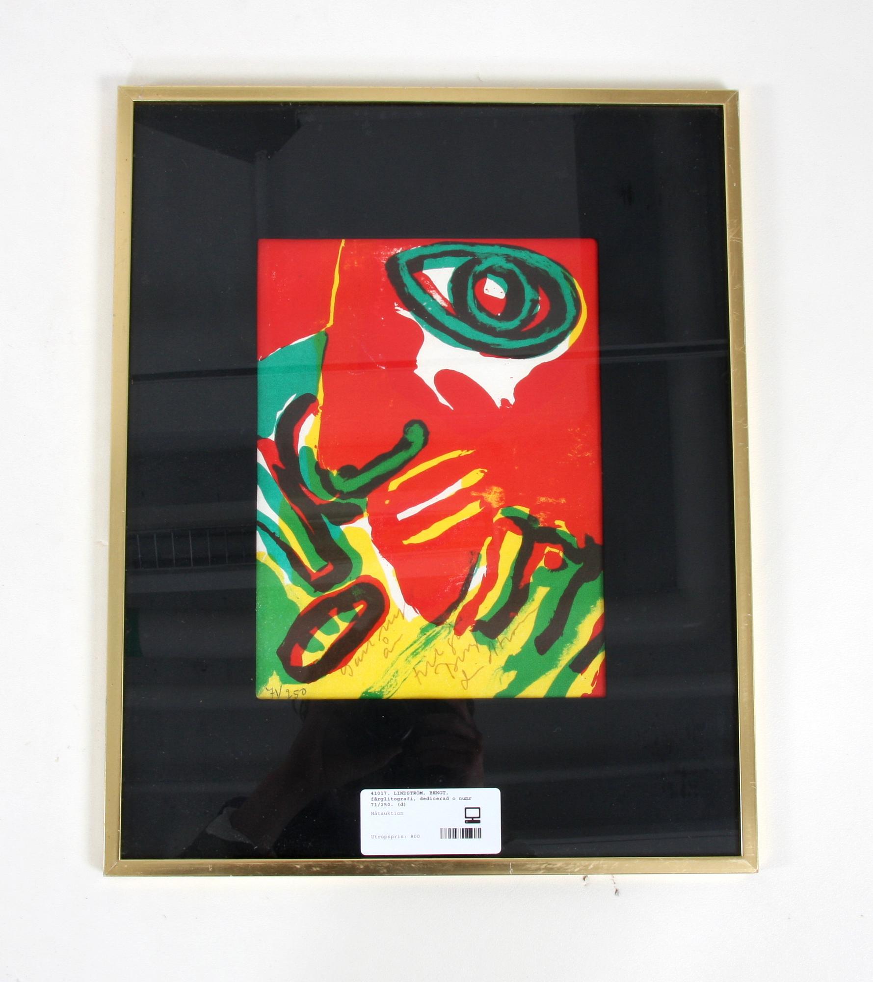LINDSTRÖM, BENGT, färglitografi, dedicerad o numr 71/250.