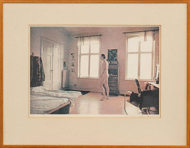 OLA BILLGREN/LOUIS WOMACK lithograph in colours, signed, dated and numbered.