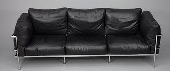 SOFFA, skinn och förkromad metall, 1980-tal.