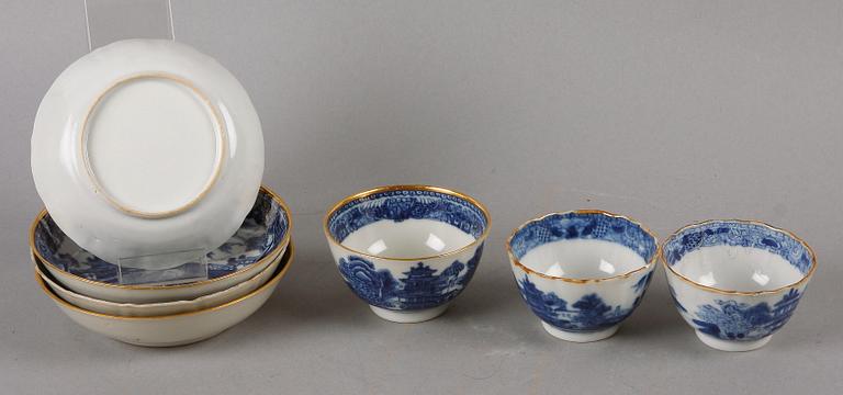PARTI PORSLIN, 9 delar, Kina, 1700/1800-tal.