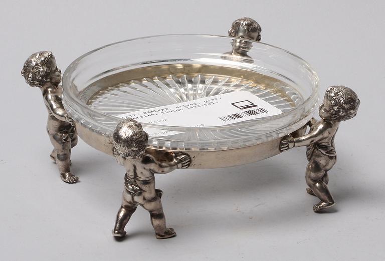 SKÅLFAT, silver, glas, Österrike, tidigt 1900-tal.