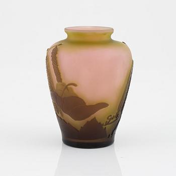 Emile Gallé, vas, överfångsglas, Art Nouveau, Nancy, Frankrike,