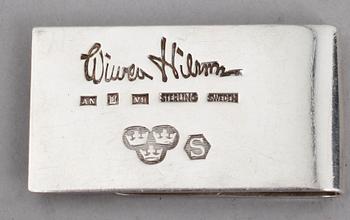 TÅNG SAMT SEDELKLÄMMA, silver, Wiwen Nilsson, Lund 1963/1971. Vikt ca 72 gram.