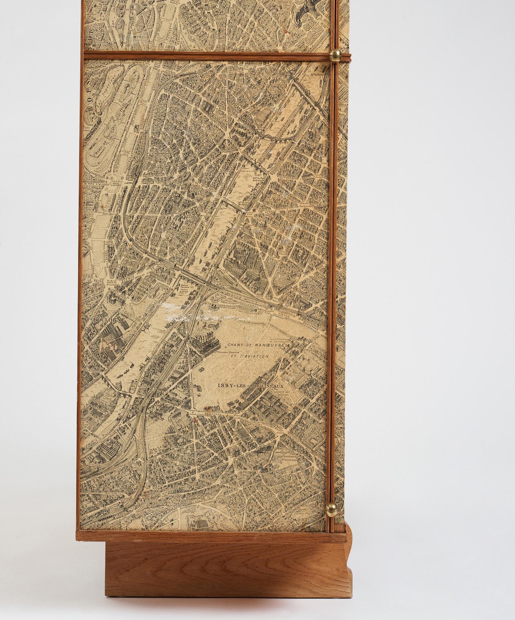 Josef Frank, a cabinet covered with Georges Peltier's 'Plan de Paris à vol d'oiseau', Svenskt Tenn, Stockholm, probably ca 1937-43.