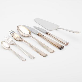 Jacob Ängman, Bestickuppsättning, 79 delar, silver, "Rosenholm", GAB, Eskilstuna och Stockholm, 1970-2002.