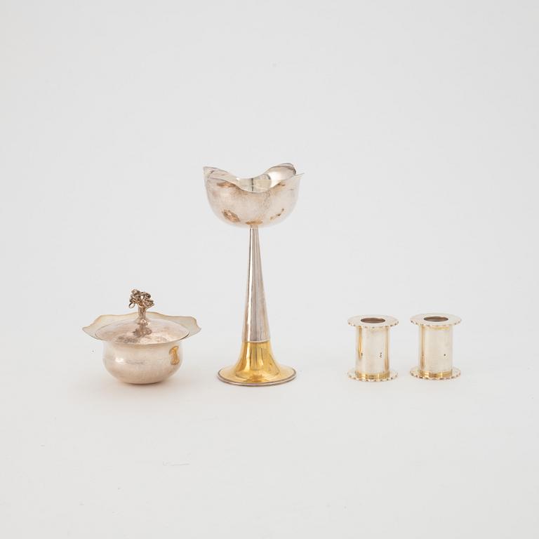 Tore SVensson Ateljé, four silver table decorations, sterling silver, Gothemburg, 1980-1993.
