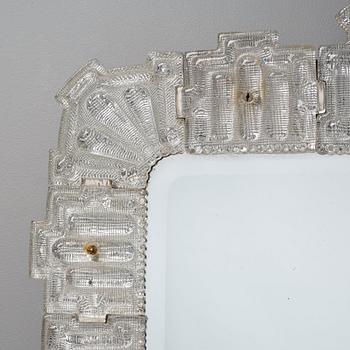 Carl Fagerlund Attributed to, A Swedish Moderna glass framed wall mirror, Orrefors, Sweden 1940's.