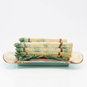 Asparagus dish Gustavsberg stoneware 19th century majolica.