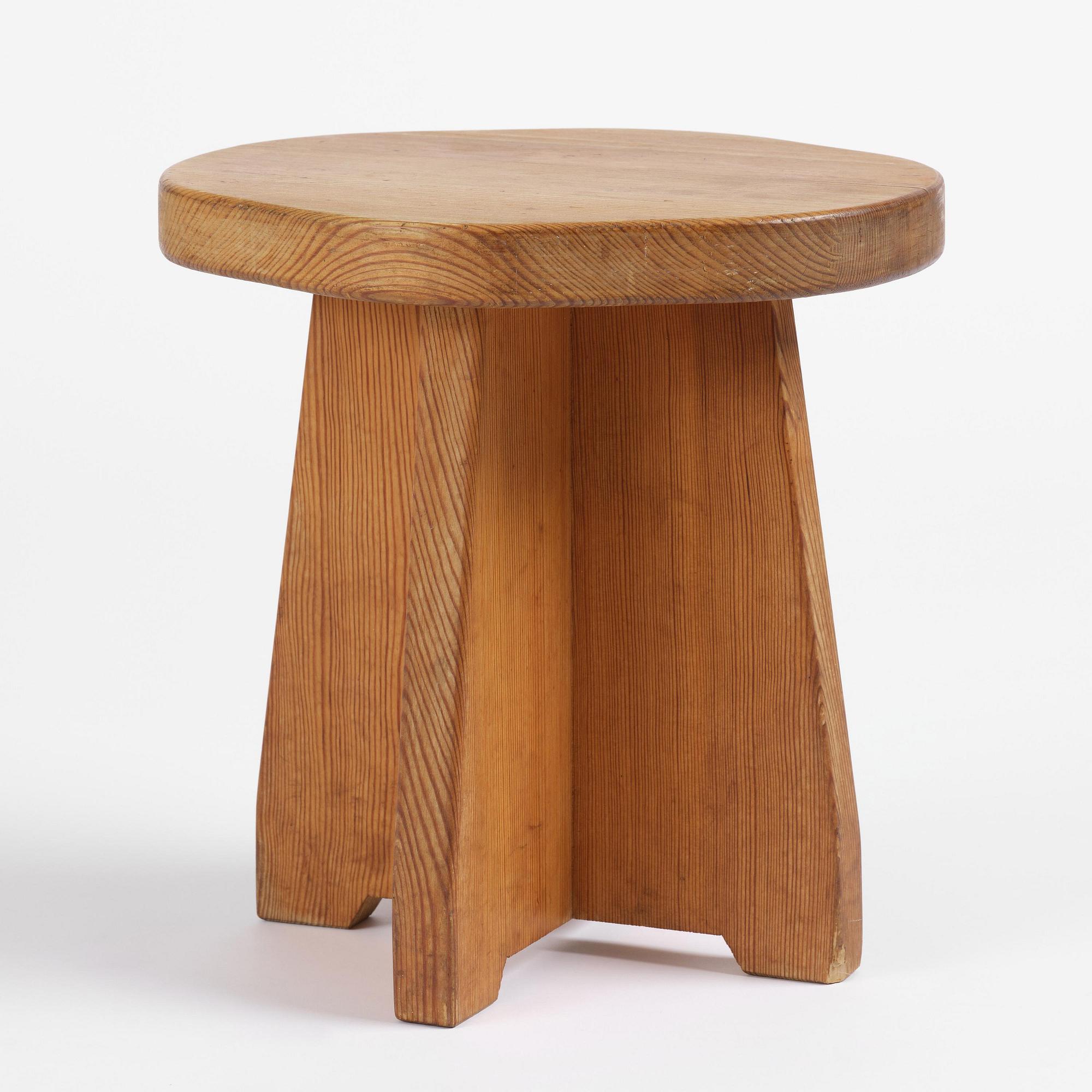 David Rosén, a stained pine "Berga" stool, Nordiska Kompaniet, Sweden, 1940s.