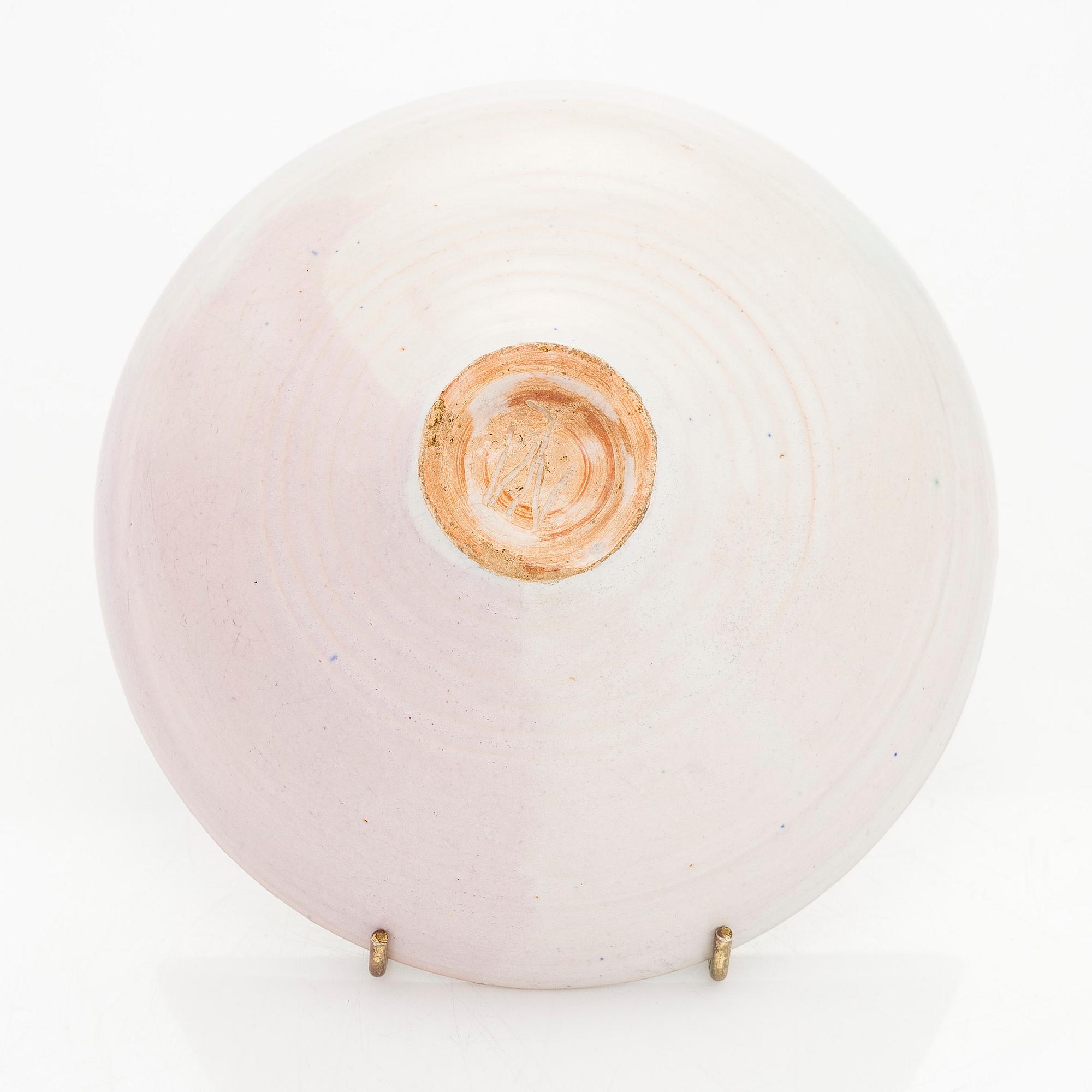 Marita Lybeck, a red clay bowl, signed ML.